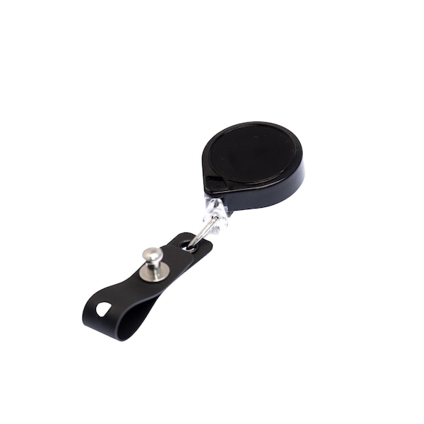 Key-Bak KEYBAK Round MINI-BAK Small Retracting Reel - Black, Swivel Clip, Hi-Capacity ID Badge Strap -, 5PK 0067-006-H - main